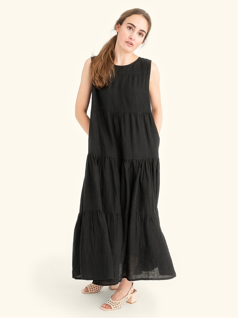 Laude the Label Tiered Maxi Dress Sage Green Micro Ditsy Floral Organic Cotton M - Picture 12 of 12